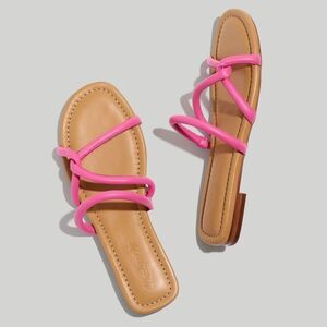 NWOB Madewell The Amel Leather Slide Sandal in Raspberry Frosting | Size 9